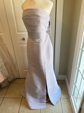 Amsale Strapless Lilac Pleated Bodice Gown